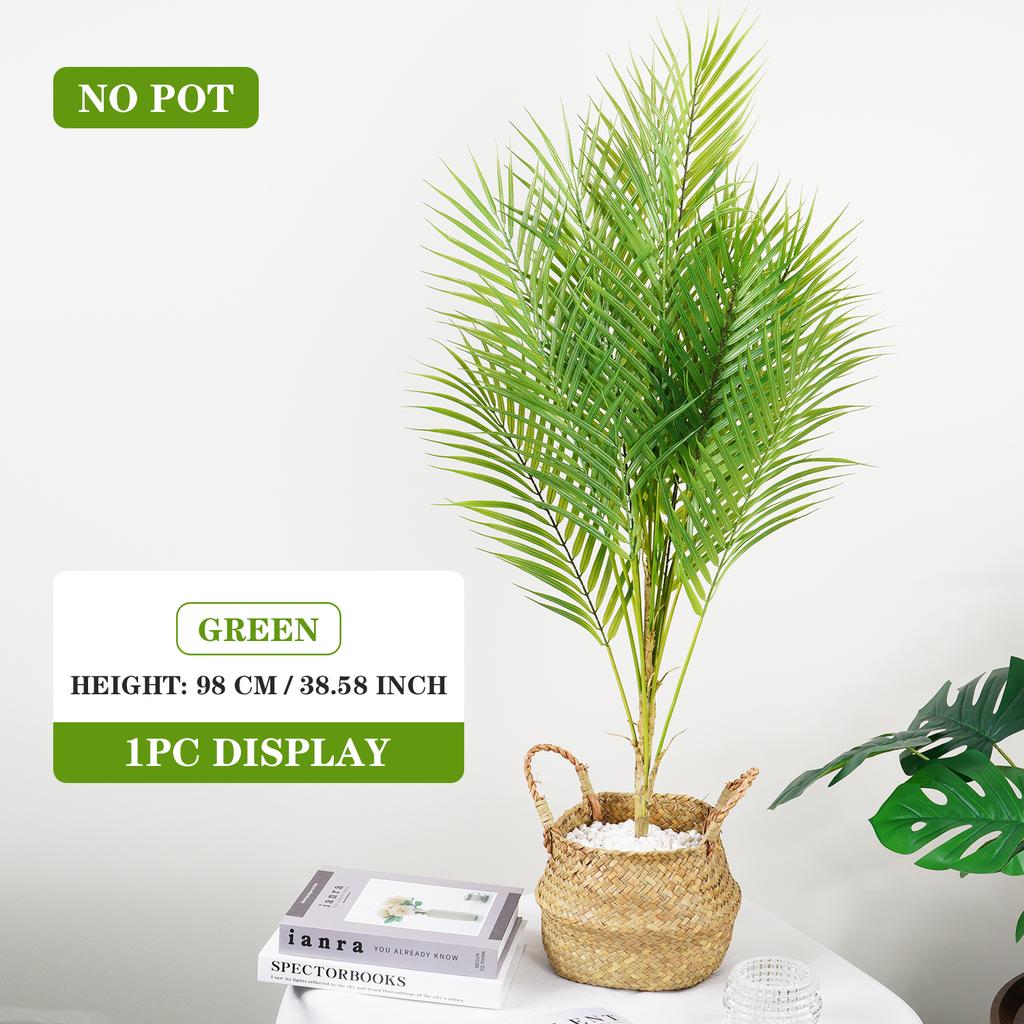 Large Artificial Palm Tree 80-125cm Fake Monstera Plant Tropical Fern Leaves for Home Garden Decor Plastic Outdoor Plants