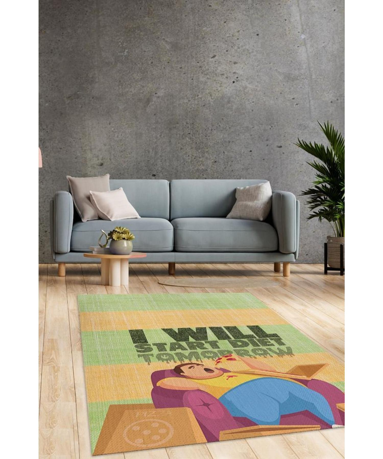 

Postponement I m Starting a Diet Woven Based Washable Non-Slip Dietitian Rug