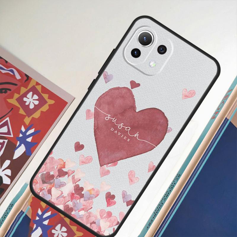 Custom Polka Heart Rose Gold Monogram Case For POCO F5 X3 X5 Pro F4 X4 GT F3 M5s M5 Cover For Xiaomi 13 Lite 12 11 11T 12T Pro
