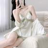 Women's Summer Home Pajamas Set Ice Silk Sexy Lace Suspender Shorts Simulation Silk Spring and Autumn
