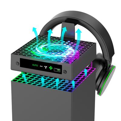 RGB Cooling Fan for Xbox Series X with Headset Holder, Top Cooling System, 3 Speeds Adjustable Top Cooler Fan, Intelligent Temperature Control
