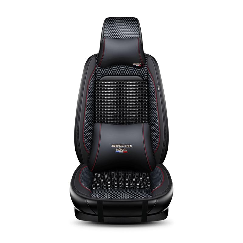 Car Wooden Bead Seat Cushion Summer Cool Leather Car Seat Cover Breathable Handmade Auto Seat Mat Pad Wooden Bead Cooling Pad чёрный