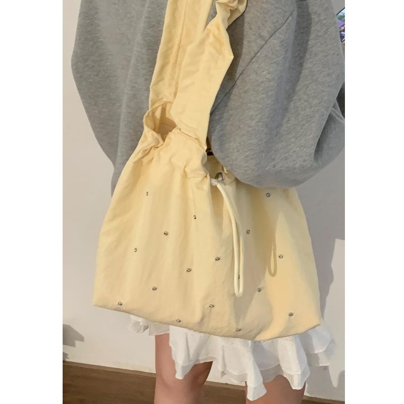 

Summer Small Fresh Literary Canvas Bag Women s 2025 New Korean Pleated Tote Bag Versatile Large Capacity Bag