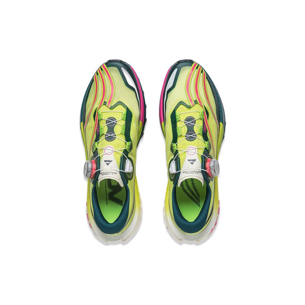 Li Ning Dilu Pro Slip Resistant Abrasion Resistant Low Top Trail Running Shoes Men's Yellow Green ARNT001-4