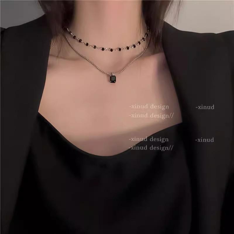 Simple love combination necklace women s light luxury niche design collarbone chain cold wind pearl necklace women