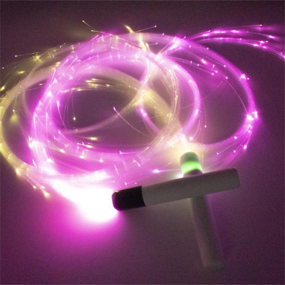 LED Fiber Optic Whip 360degree Swivel Super Bright Light Night Party Disco Dance Whip