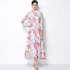 Spring Clothing for Women 2026 New Style High-End Flower Printed Belt Slim-Fitting Long French Long Sleeve Chiffon Maxi Dress