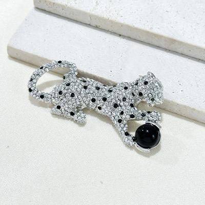 Broche Leopardo Masculino de Moda Diamante Completo Broche Animal Vintage de Alta Qualidade Feminino Acessórios para Terno