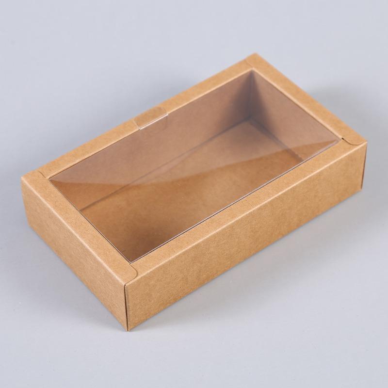 Folding Kraft Paper Box with Transparent PVC Window Blank Packaging Gift Box  Wedding Birthday Party Lipstick Perfume Gift Decoration Boxes 10pcs