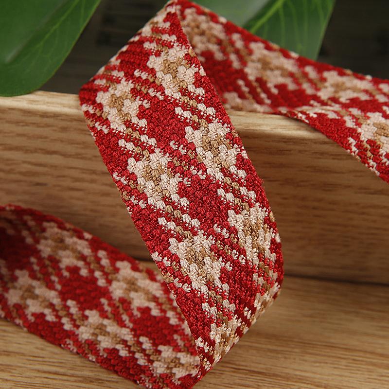 5 Yards Retro Classic Jacquard Ribbon Houndstooth Brocade Ribbon for Bows Bouquets Gift Wrapping Clothing Sewing DIY Accessories