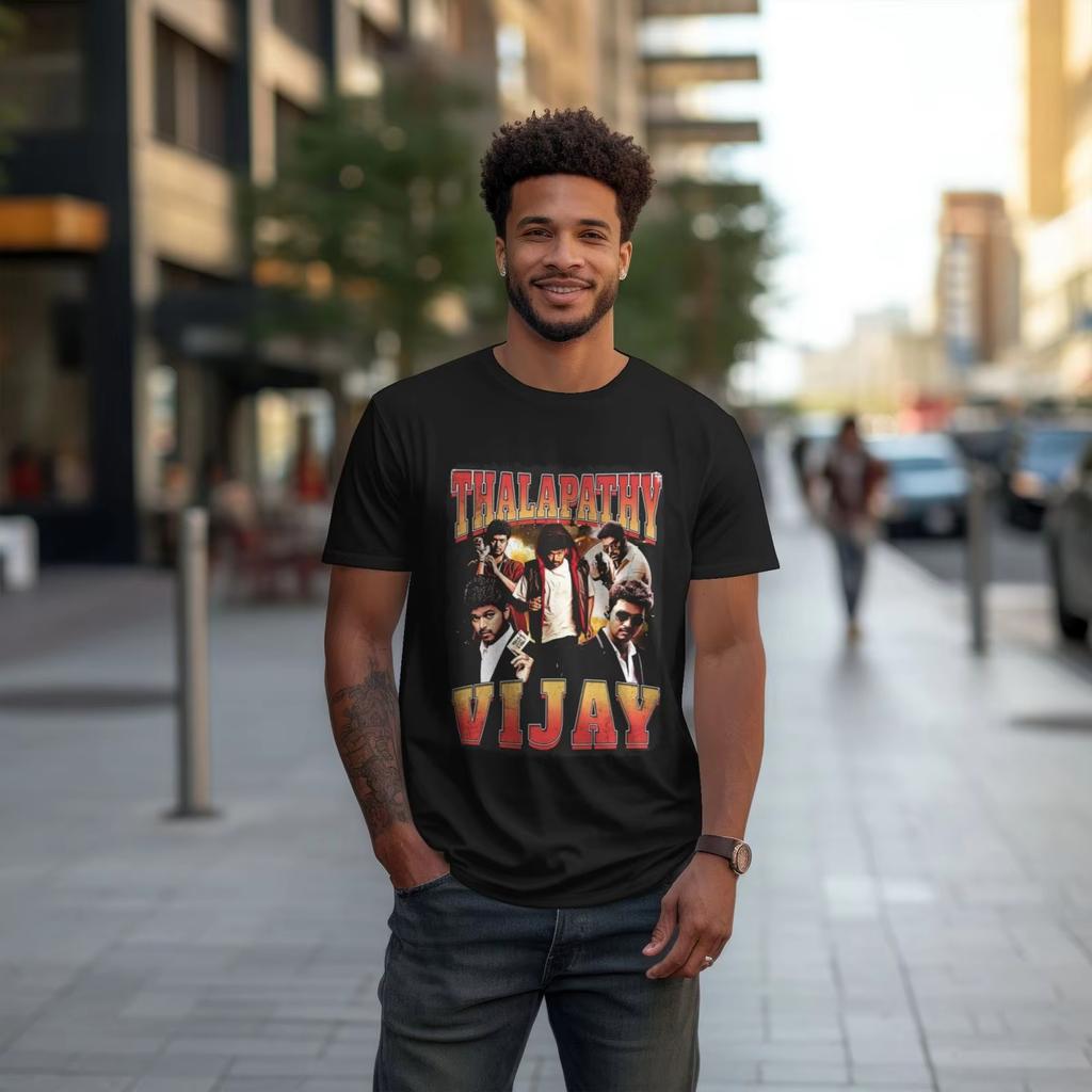 Halapathy Vijay Collage Lässiges Baumwoll-T-Shirt Herren Baumwoll-T-Shirt Damen-T-Shirt Coole Streetwear Bequeme T-Shirts 2026 Neu