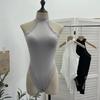 Sexy Stretchy Halter Bodysuit with Chest Pads and Sleeveless Camisole Design