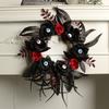 Halloween Decorative Wreath With Fake Roses Eyeballs Dried Branches Door Hanging Horror Party Prop