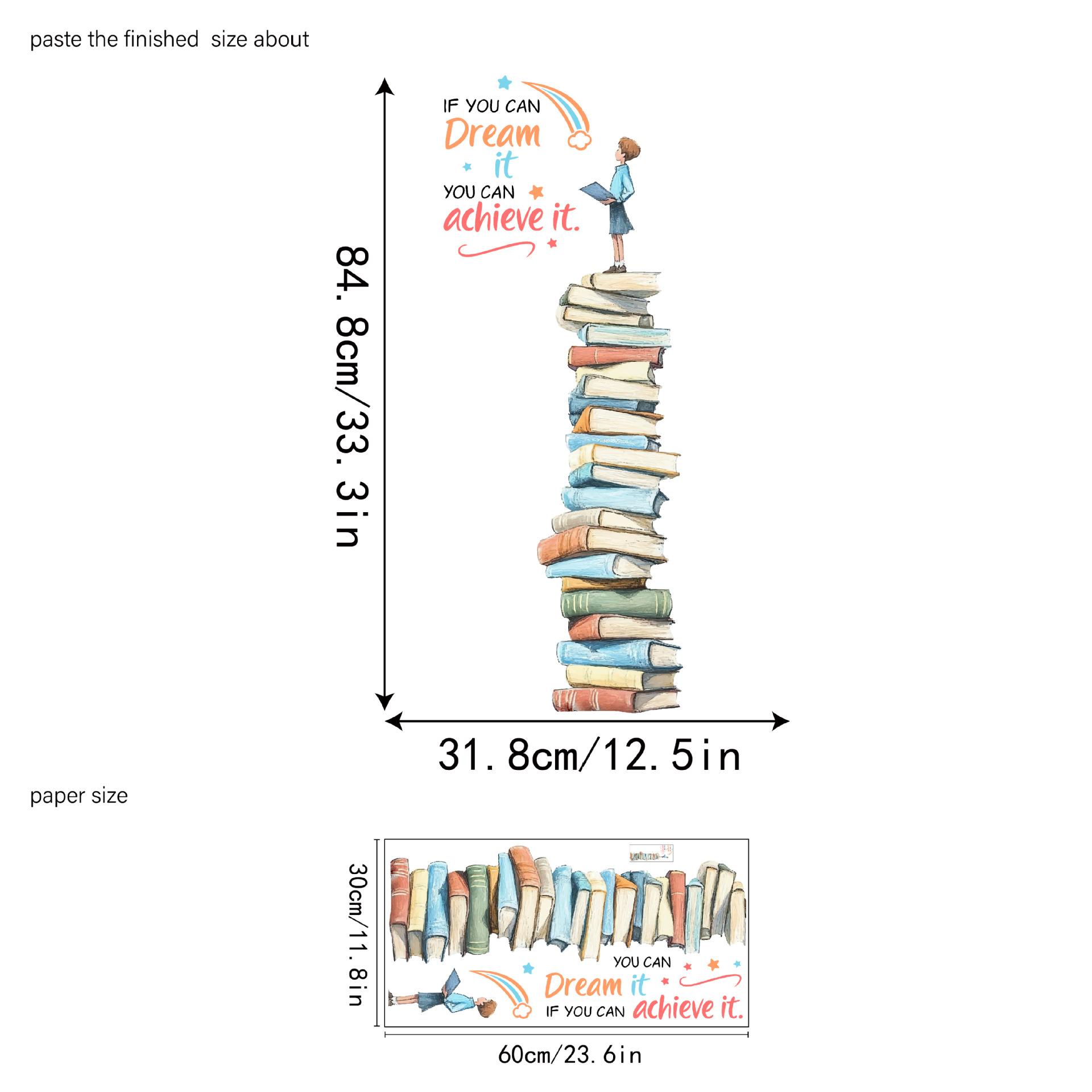 

1 шт. Наклейка на стену «Мальчики, стоящие на книге», английские пословицы, самоклеящаяся для спальни, кабинета, детской комнаты, украшение для детской