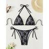 Womens Sexy Backless Lace Tie Side Triangle Bikini Set Swimming