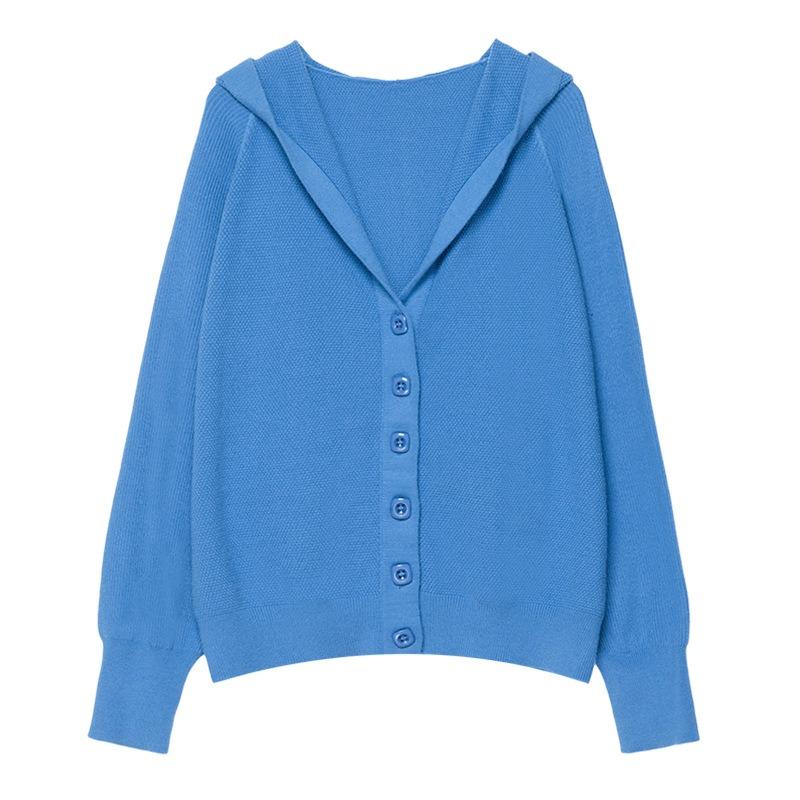 Autumn New Loose and Versatile Korean Top Short Hooded Knitted Jacket Women's Sweater Cardigan