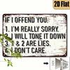 Funny If I Offended You Vintage Metal Sign Rustic Humor Wall Art Home Decor