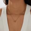 Gold Interlocking Ring Pendant Double Chain Necklace for Women