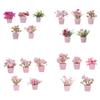 Pack of 5 Artificial Potted Flowers, Artificial Plants for Indoor Shelf