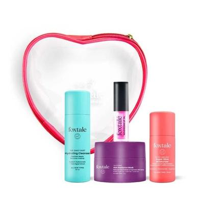 Foxtale Glow On Heartbeat Skincare Gift Set | Hydrating Cleanser, Tan-Removing Face Mask| Travel-Friendly Self-Care Kit for Radiant