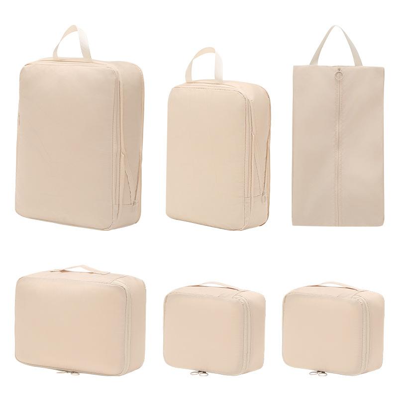 

Набор из 6 органайзеров для багажа из компрессионной ткани для эффективного хранения и организации во время путешествий бежевый