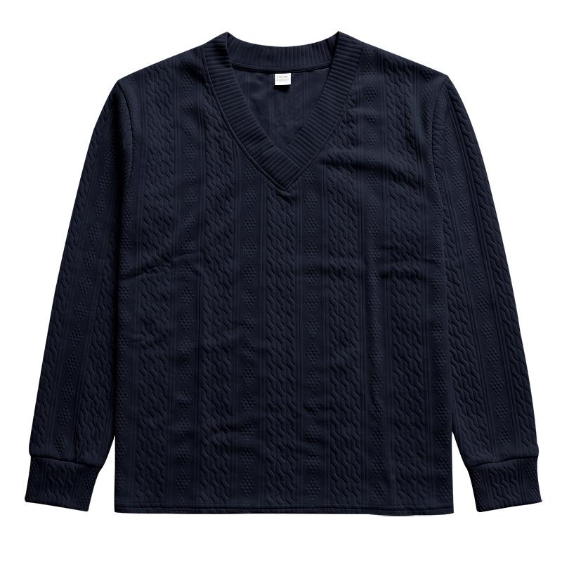 Maglione da Uomo Autunno Inverno a Treccia Monocolore Scollo a V Manica Lunga Casual Business Maglione Lavorato a Maglia