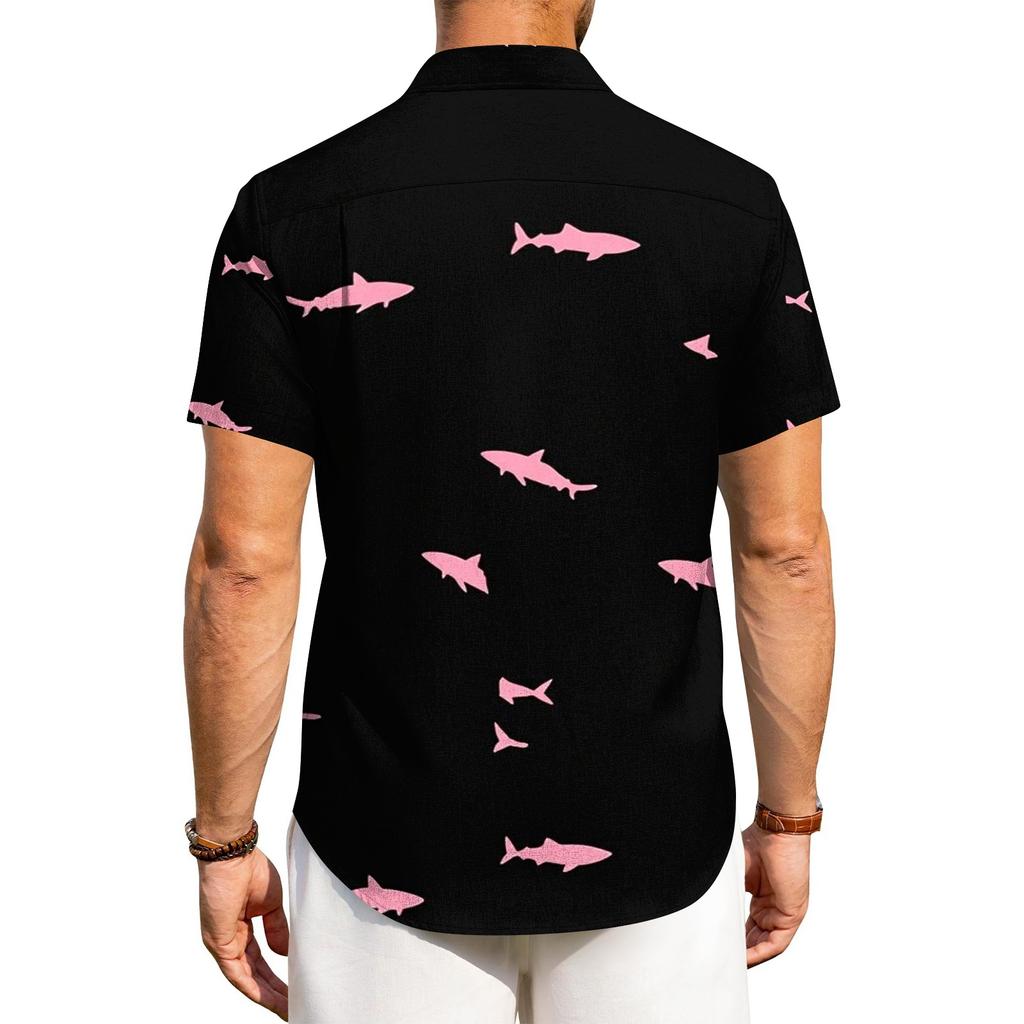 Men's Casual Loose Fit Short Sleeve Hawaiian Shirt Lightweight Breathable Button Down Beach Shirt with Tropical Palm Tree and Shell Print