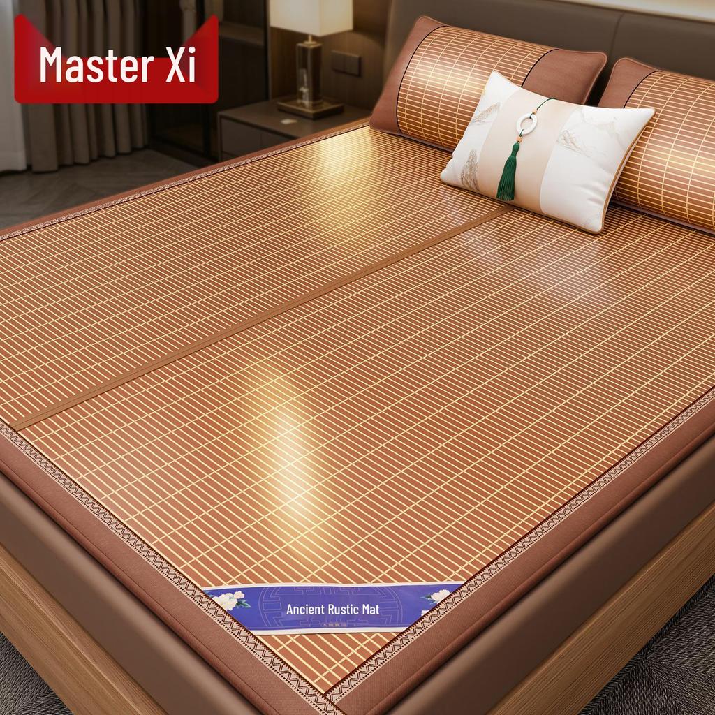 Master Xi 2025 Dual-Use Bamboo and Ice Silk Straw Mat for Summer and Winter
