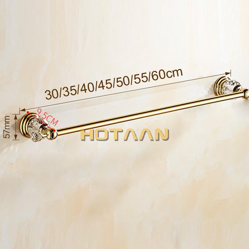 60cm Bathroom Single Towel Bar Towel Rack Towel Holder Solid Stainless Steel  Golden  Crystal Decoration Bathroom Accessories