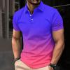 Men's Stylish Gradient Short-Sleeve Polo, Great for Casual Daily Wear.