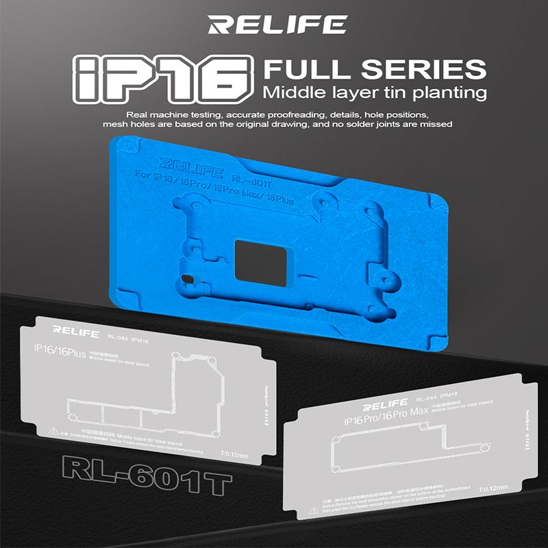 

RELIFE RL-601T BGA Reballing Fixture for iPhone 16 16plus 16pro 16pm Motherboard Middle Layer Board Tin Planting With Stencil