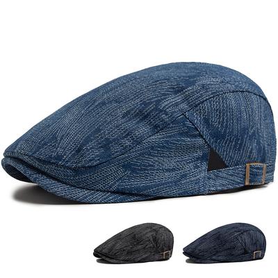 Fashion Denim Men's Beret Vintage Print Newsboy Caps Women's Summer Panama Hat Casual Sun Visor Flat Cap For Male Retro Berets