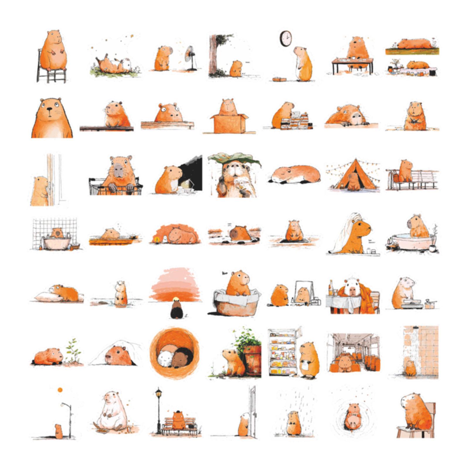 50-piece Hand-drawn Stickers, Cute Cartoon Notebook Decorations