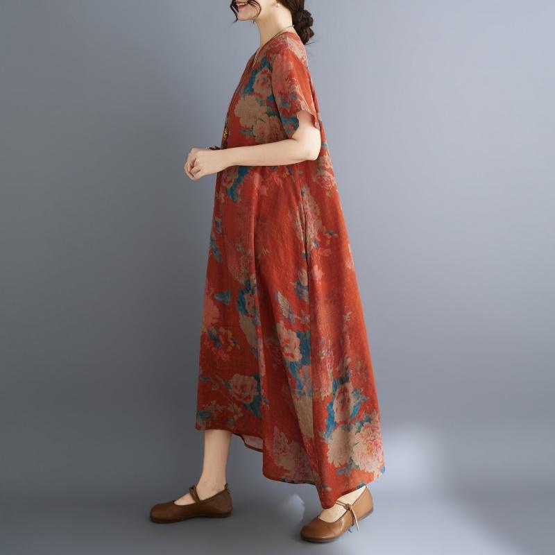 DIMANAF New 2026 Women Plus Size Summer Long Dress Sundress Beach Loose Casual Maxi Lady Floral Print Dress