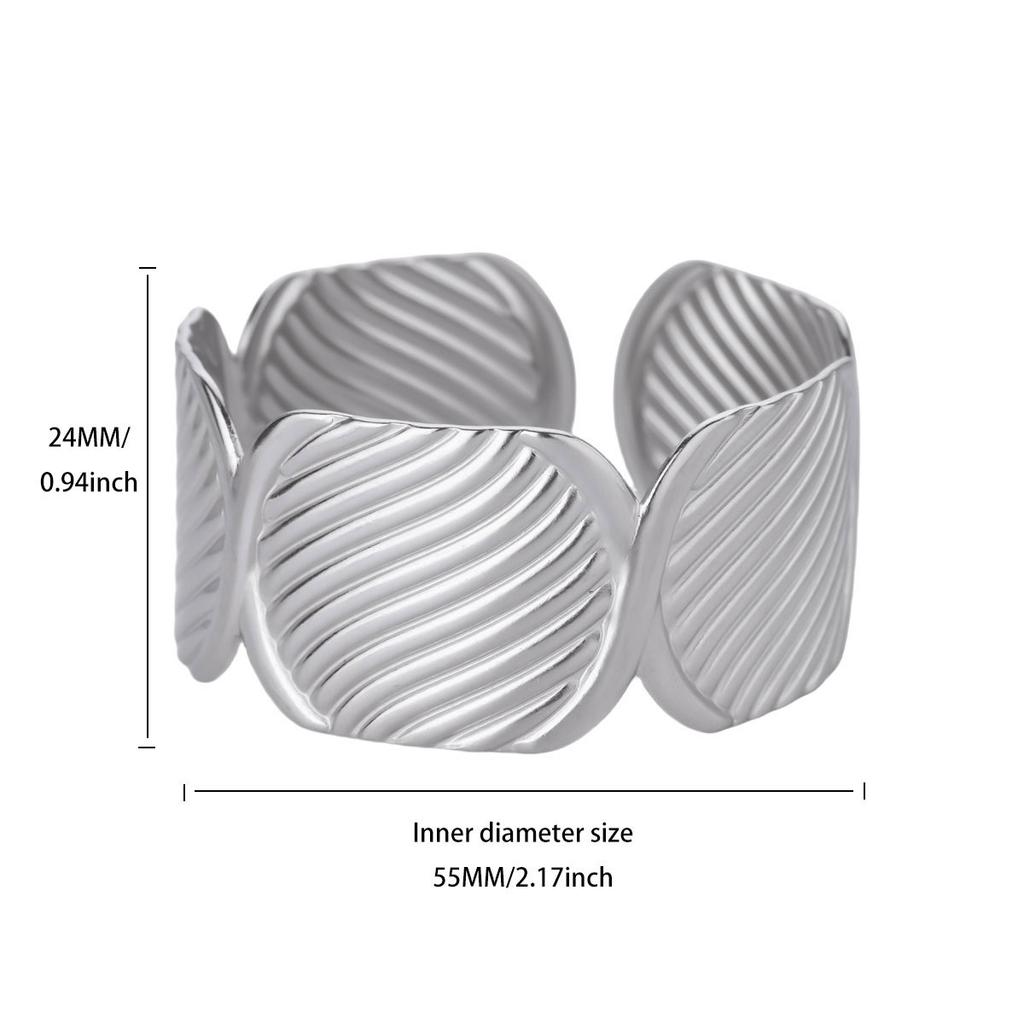 Stainless steel open bracelet female geometric flower hollow wide version light luxury high-end design bracelet jewelry new