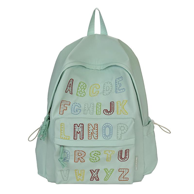 Schoolbag Color Alphabet School Bag Female Cute Girl Large Capacity Backpack Going Out Macaron Color Light Backpack
