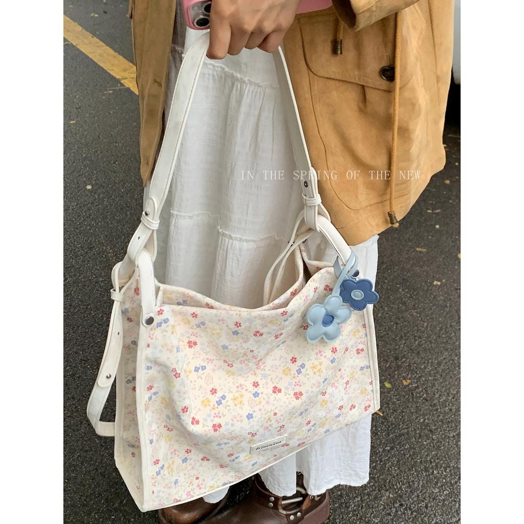 Korean floral cloth bag women's underarm bag 2025 new fashion casual shoulder bag large capacity versatile tote bag