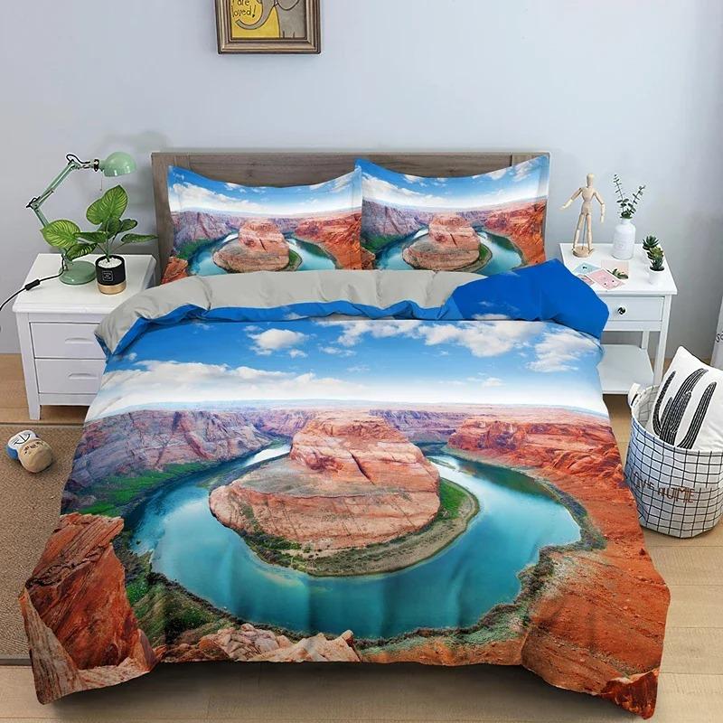 Palm Coconut Tree King Queen Duvet Cover Ocean Blue Sky Bedding Set Sea Landscape Beach Sunset 2/3PCS Polyester Comforter Cover