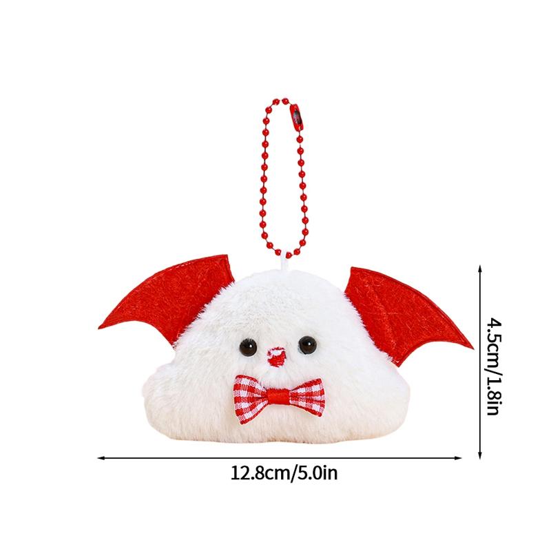 Kawaii Plush Ghost Keychain Cute Animation Bat Spooky Keychain Accessories Couple Keyring Bag Charms Car Key Ring Present For Friends