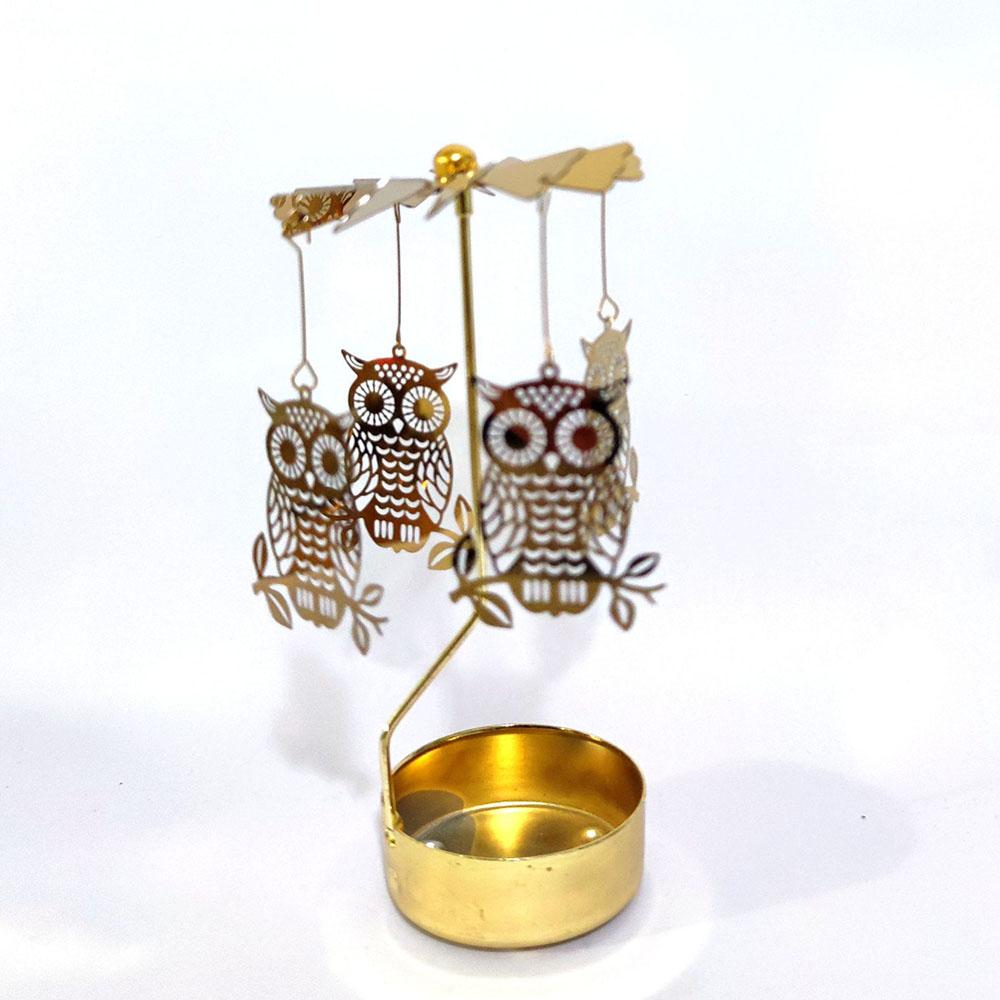 Spinning Tealight Holder Aluminum Alloy Carousel Heat Powered Rotating Candle Display DIY for Romantic Dinner Birthday Gift Idea