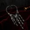 Rock Music Festival Necklace Skeleton Hand Skull Necklace, Gothic Choker Vintage Unique Charm Jewelry Punk for Women Halloween Outfit, Goth-Themed