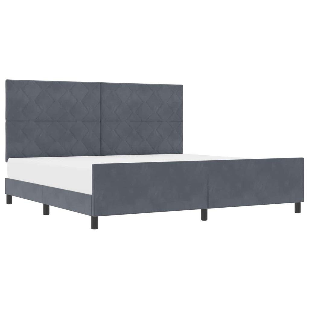 Boxspring Bed with Headboard Dark Grey 200 x 200 cm Velvet