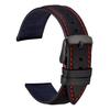 WOCCI 22mm Italian Leather Watch Band, Matte Black with Black Buckle