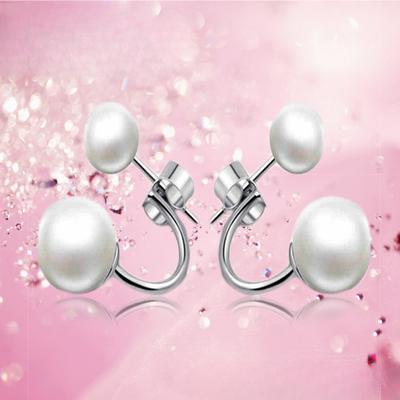 925 Sterling Silver Pearl Stud Earrings for Women Fashionable and Exquisite Ornament