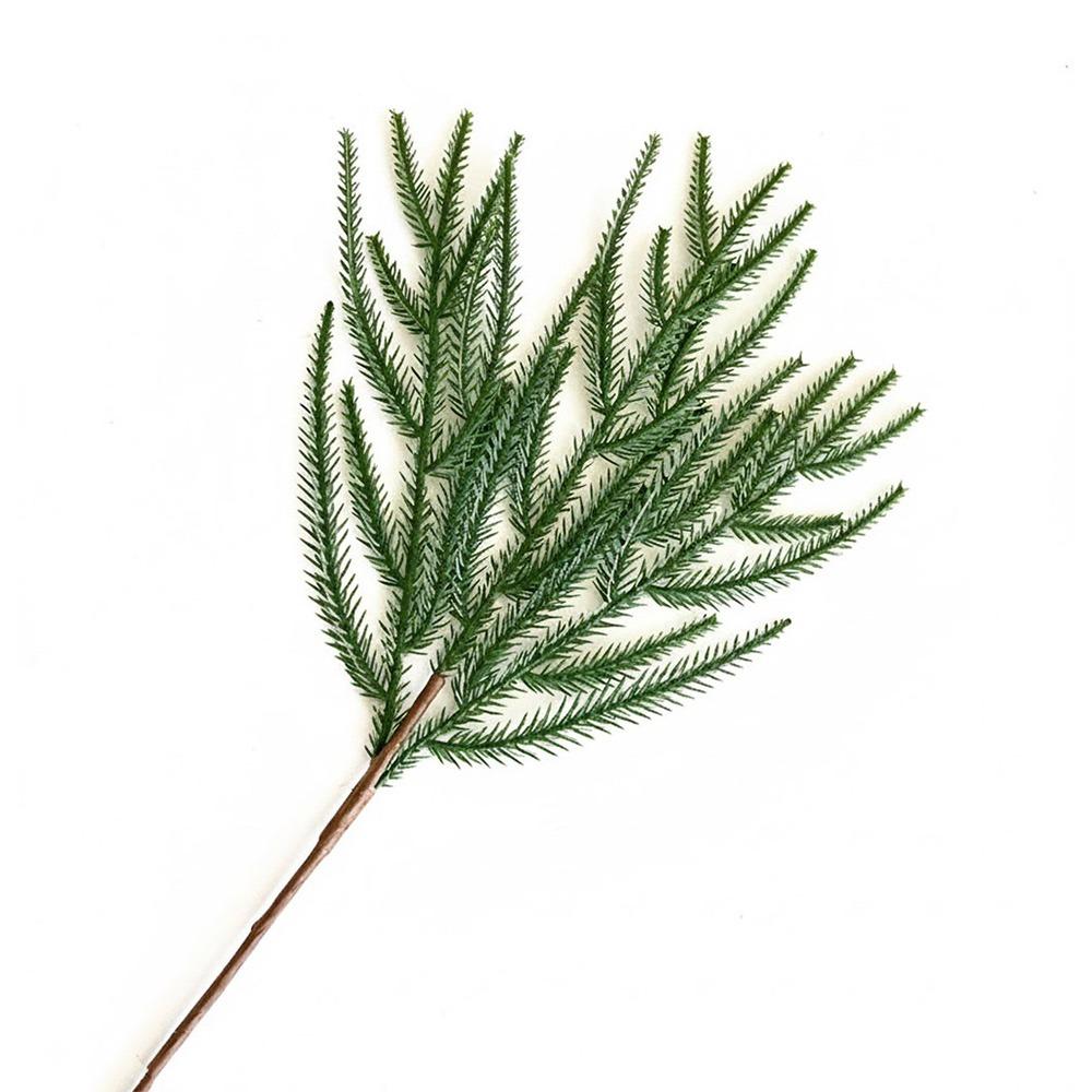 5PCS Green Artificial Norfolk Pine Branches 3/5 Forks Plastic Simulation Ceder Branches DIY Wreath Accessories
