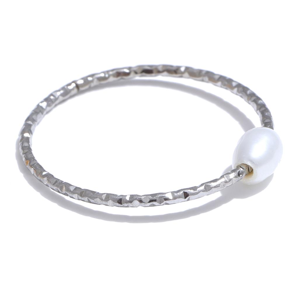 

Yhpup Trendy Stainless Steel Natural Pearl Thin Finger Ring for Women Summer Versatile Daily Jewelry Accessories Gift 9