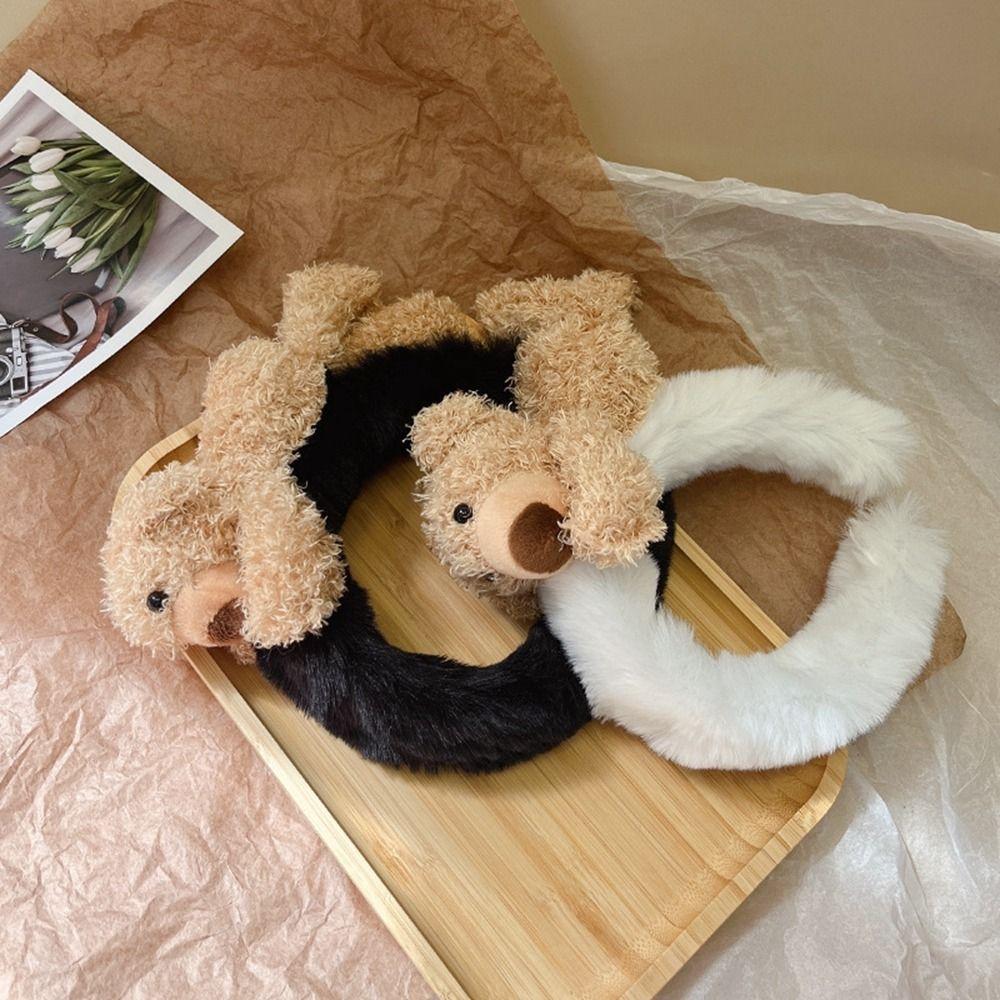 Headband Headwear Width Hair Hoop Cartoon Plush Headband Women Hair Accessories Wash Face Hair Band