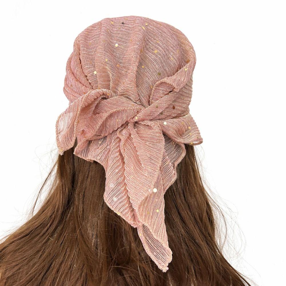 60cm*60cm Hairband Wrinkle Head Wraps Stylish Chemo Beanie Headwraps All Season