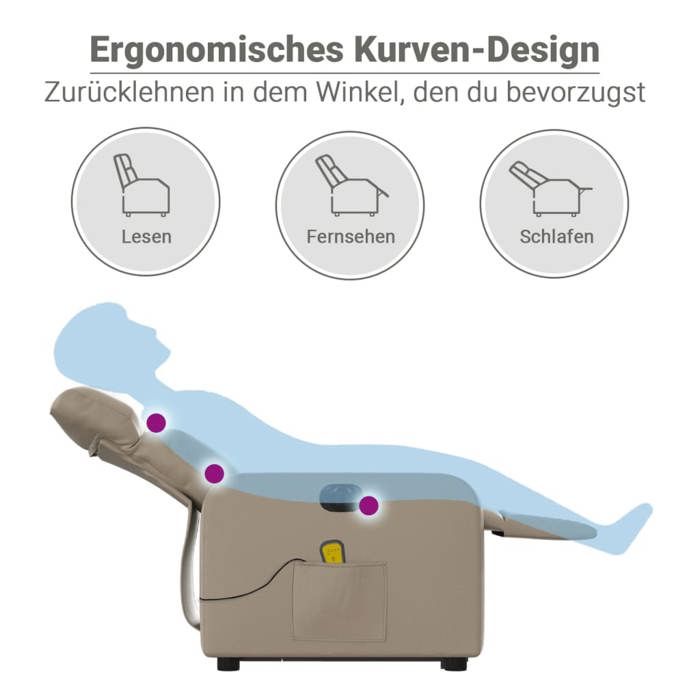 VidaXL Fauteuil Inclinable de Massage Électrique, Chaise de Relaxation avec Dossier et Repose-pied Réglables, Siège de Salon 3206776