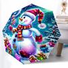1pc Sturdy 8-Bone Auto Umbrella, Lovely Christmas Snowman Umbrella, Digital Printed, Foldable Umbrella for On-the-Go Outdoor Use